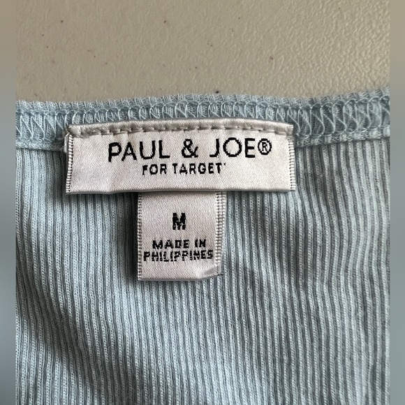 👚🦉PAUL & JOE Icy Blue🧊Cotton Knit Rib Tank Top Snaps NWT - Picture 2 of 6
